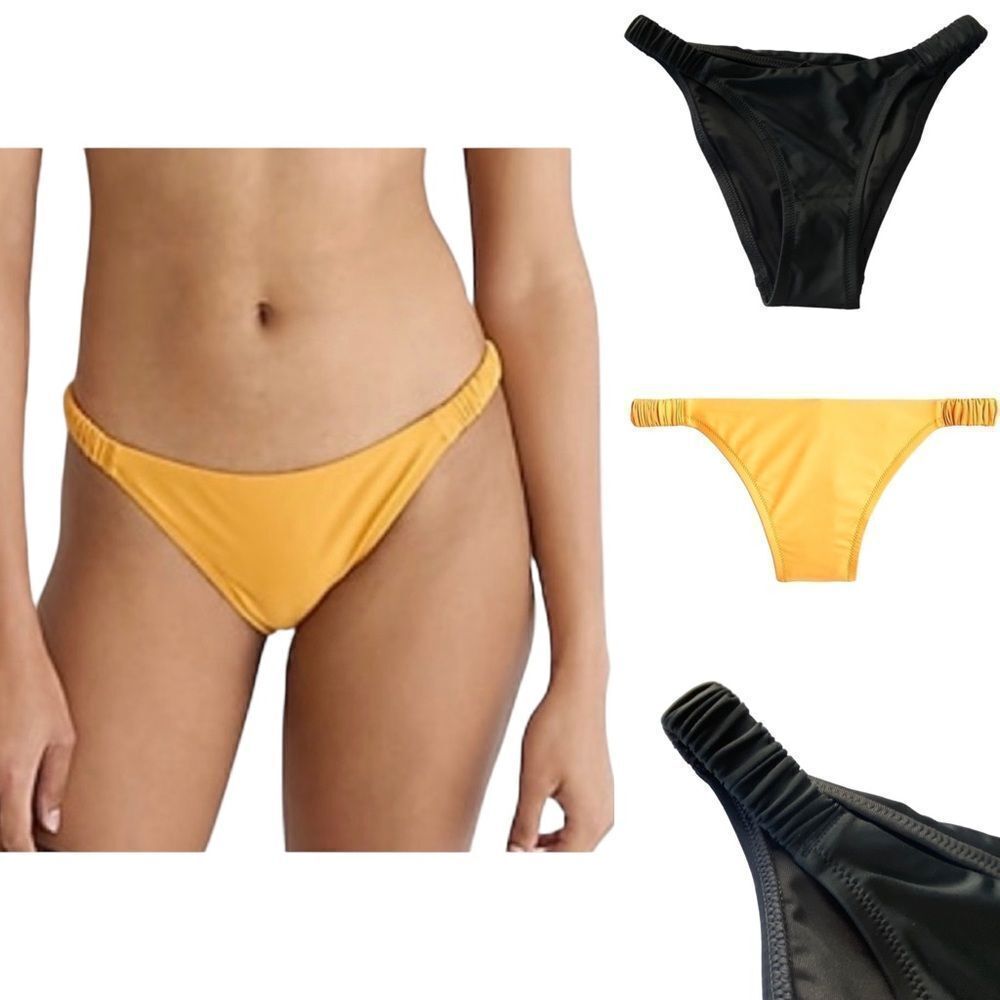 J Crew Black Scrunchie Strap Full Coverage Bikini Bottom Sz XXS NWT